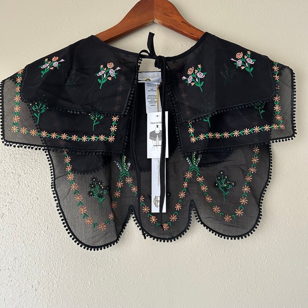 House of Harlow 1960 Floral Embroidered Capelet Collar One Size - Picture 4 of 9